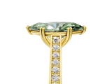 Yellow gold Fancy Green Marquise  Diamond Solitaire with Pave Band and Six-Prong Setting_25