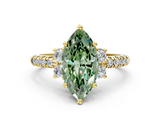 Yellow gold Fancy Green Marquise  Diamond Three-Stone Pave Band with Four-Prong Setting_19