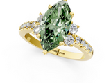 Yellow gold Fancy Green Marquise  Diamond Three-Stone Pave Band with Four-Prong Setting_20