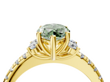 Yellow gold Fancy Green Marquise  Diamond Three-Stone Pave Band with Four-Prong Setting_23