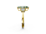 Yellow gold Fancy Green Marquise  Diamond Three-Stone Ring with Trapezoid Side Stones and Prong Setting_19