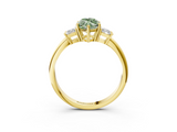 Yellow gold Fancy Green Marquise  Diamond Three-Stone Ring with Trapezoid Side Stones and Prong Setting_20