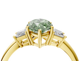 Yellow gold Fancy Green Marquise  Diamond Three-Stone Ring with Trapezoid Side Stones and Prong Setting_21