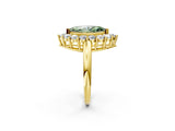 Yellow gold Fancy Green Marquise  Halo Cluster Diamond Engagement Ring with Prong Setting and Polished Band_21