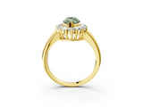 Yellow gold Fancy Green Marquise  Halo Cluster Diamond Engagement Ring with Prong Setting and Polished Band_22