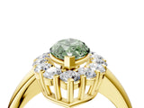 Yellow gold Fancy Green Marquise  Halo Cluster Diamond Engagement Ring with Prong Setting and Polished Band_23
