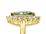 Yellow gold Fancy Green Marquise  Halo Cluster Diamond Engagement Ring with Prong Setting and Polished Band_24