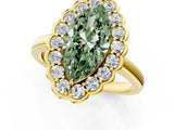 Yellow gold Fancy Green Marquise  Halo Cluster Diamond Engagement Ring with Solitaire Band and Prong Setting_50