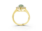 Yellow gold Fancy Green Marquise  Halo Cluster Diamond Engagement Ring with Solitaire Band and Prong Setting_52