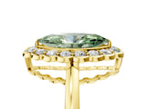 Yellow gold Fancy Green Marquise  Halo Cluster Diamond Engagement Ring with Solitaire Band and Prong Setting_54