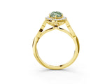 Yellow gold Fancy Green Marquise  Halo Diamond Engagement Ring with Filigree Band and Four-Prong Setting_84