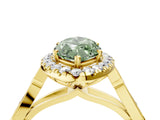 Yellow gold Fancy Green Marquise  Halo Diamond Engagement Ring with Filigree Band and Four-Prong Setting_85