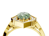 Yellow gold Fancy Green Marquise  Halo Diamond Engagement Ring with Milgrain Band and Four-Prong Setting_59