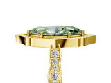 Yellow gold Fancy Green Marquise  Halo Diamond Engagement Ring with Milgrain Band and Four-Prong Setting_60