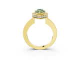 Yellow gold Fancy Green Marquise  Halo Diamond Engagement Ring with Milgrain Pave Band and Four-Prong Setting_15