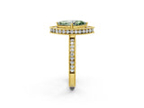 Yellow gold Fancy Green Marquise  Halo Diamond Engagement Ring with Milgrain Pave Band and Four-Prong Setting_53