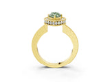 Yellow gold Fancy Green Marquise  Halo Diamond Engagement Ring with Milgrain Pave Band and Four-Prong Setting_54
