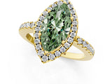 Yellow gold Fancy Green Marquise  Halo Diamond Engagement Ring with Pavé Band and Four-Prong Setting_100