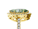 Yellow gold Fancy Green Marquise  Halo Diamond Engagement Ring with Pavé Band and Four-Prong Setting_104