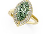 Yellow gold Fancy Green Marquise  Halo Diamond Engagement Ring with Solitaire Band and Four-Prong Setting_21