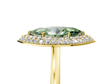 Yellow gold Fancy Green Marquise  Halo Diamond Engagement Ring with Solitaire Band and Four-Prong Setting_25