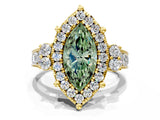 Yellow gold Fancy Green Marquise  Halo Diamond Engagement Ring with Split Shank and Four-Prong Setting_43