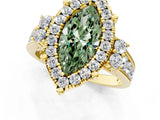 Yellow gold Fancy Green Marquise  Halo Diamond Engagement Ring with Split Shank and Four-Prong Setting_44