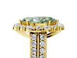 Yellow gold Fancy Green Marquise  Halo Diamond Engagement Ring with Split Shank and Prong Setting_69
