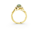 Yellow gold Fancy Green Marquise  Halo Diamond Engagement Ring with Twisted Band and Four-Prong Setting 4
