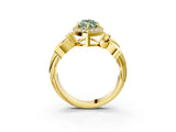 Yellow gold Fancy Green Marquise  Halo Diamond Floral Band with Four-Prong Setting_58