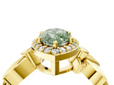 Yellow gold Fancy Green Marquise  Halo Diamond Floral Band with Four-Prong Setting_59