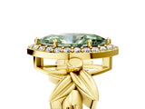 Yellow gold Fancy Green Marquise  Halo Diamond Floral Band with Four-Prong Setting_60