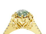 Yellow gold Fancy Green Marquise  Halo Diamond Floral Split Shank Engagement Ring 5
