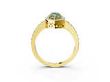 Yellow gold Fancy Green Marquise  Halo Diamond Pavé Band Ring with Prong Setting_38