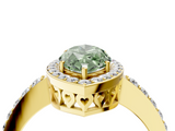 Yellow gold Fancy Green Marquise  Halo Diamond Pavé Band Ring with Prong Setting_39