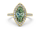 Yellow gold Fancy Green Marquise  Halo Diamond Pavé Solitaire Ring_39