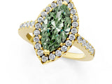 Yellow gold Fancy Green Marquise  Halo Diamond Pavé Solitaire Ring_40