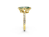 Yellow gold Fancy Green Marquise  Halo Diamond Pave Band Ring with Four-Prong Setting_17