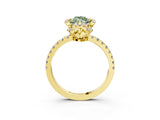 Yellow gold Fancy Green Marquise  Halo Diamond Pave Band Ring with Four-Prong Setting_18