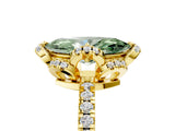 Yellow gold Fancy Green Marquise  Halo Diamond Pave Band Ring with Four-Prong Setting_20