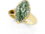 Yellow gold Fancy Green Marquise  Halo Diamond Ring with Cathedral Band and Four-Prong Setting_49