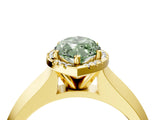 Yellow gold Fancy Green Marquise  Halo Diamond Ring with Cathedral Band and Four-Prong Setting_52