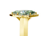 Yellow gold Fancy Green Marquise  Halo Diamond Ring with Cathedral Band and Four-Prong Setting_53