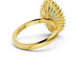 Yellow gold Fancy Green Marquise  Halo Diamond Ring with Milgrain Edge and Round Prong Setting_67