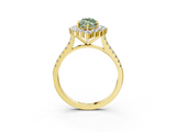 Yellow gold Fancy Green Marquise  Halo Diamond Ring with Pavé Band and Prong Setting_80
