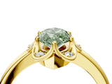 Yellow gold Fancy Green Marquise  Halo Diamond Ring with Round Cluster Setting, Solitaire Band, and Four-Prong Setting_53