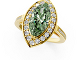 Yellow gold Fancy Green Marquise  Halo Diamond Ring with Split Shank and Four-Prong Setting_23