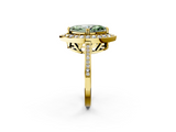 Yellow gold Fancy Green Marquise  Halo Diamond Ring with Split Shank and Four-Prong Setting_24