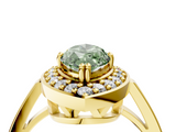 Yellow gold Fancy Green Marquise  Halo Diamond Ring with Split Shank and Four-Prong Setting_26