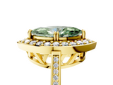 Yellow gold Fancy Green Marquise  Halo Diamond Ring with Split Shank and Four-Prong Setting_27